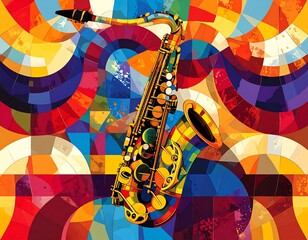 Colorful saxophone illustration