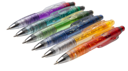 colorful pens on white background