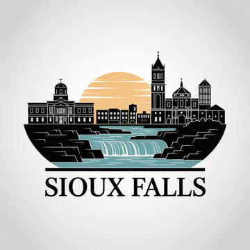 Sioux Falls Skyline Silhouette - Minimalist South Dakota City Vector Illustration