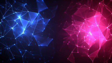 Obraz premium Abstract digital background with blue and pink geometric shapes
