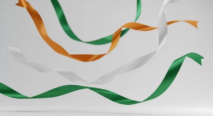 Waving orange, white, and green ribbons representing a national tricolor flag