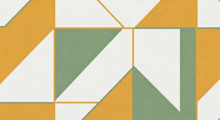 Geometric Pattern with Mustard Yellow and Sage Green Triangles