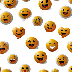 Fototapeta premium Seamless pattern of yellow emoji faces background with happy expressions