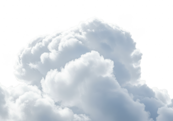 A fluffy white cloud formation isolated against a plain dark space in an outdoor setting on transparent background