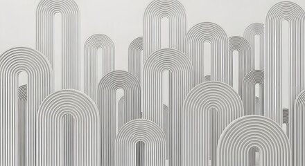 Abstract arches background minimalist design modern art deco geometric pattern white texture wall
