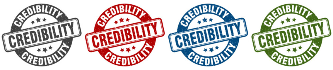 credibility stamp. credibility round stamp set isolated on white background