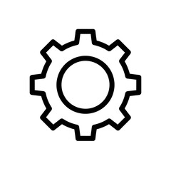 Minimalistic Line Art Gear Icon for Technology, Enginee, and Mechanical Concepts Illustrating Precision, Machinery, and Industrial Design Elements in Black and White