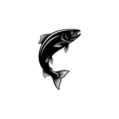 Fish silhouette icon logo flat vector design