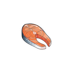 Salmon meat icon logo flat vector design