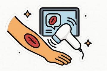 Innovative healing technology visualized through a graphic depiction of a digital interface that connects medical advancements with trauma recovery treatment methodologies