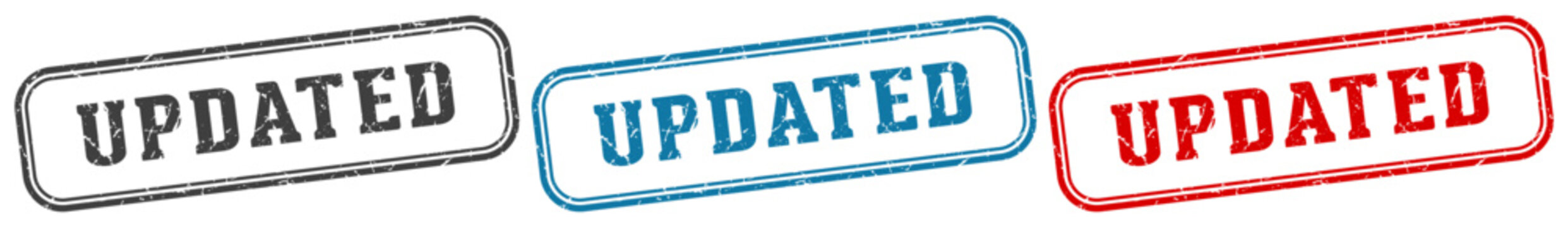 updated stamp. updated rectangular stamp set isolated on white background