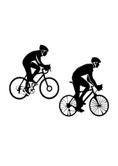 Cyclists Riding Bicycles Silhouette Illustration
