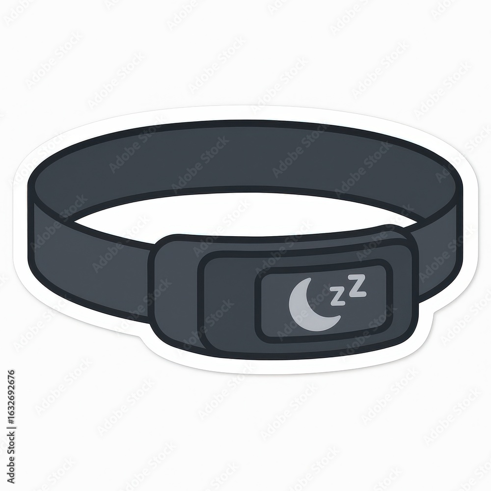 Poster innovative sleep tracker headband designed for optimizing rest patterns featuring advanced technolog