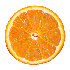 Half of a fresh juicy orange fruit, isolated on transparent background