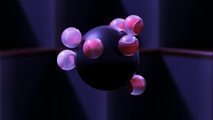 Balls rotating around a round core, protons that rotate around DNA 3D colorful 4K
 - Powered by Adobe