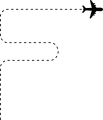 Airplane following a dashed F-shaped line path.