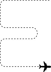 Airplane following a dashed E-shaped line path.
