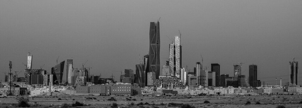 Fototapeta black and white background for KAFD - Riyadh saudi arabia 2015