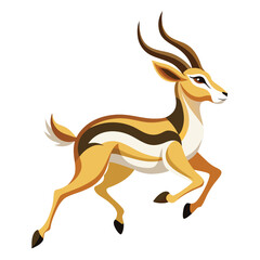Gazelle Vector Tan And Cream Tones Leaping Pose