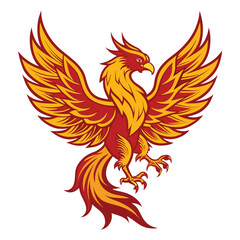 Phoenix Engraving Style White Background