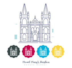 Fototapeta premium Mount Mary's Basilica- Bandra Mumbai - Stock Illustration