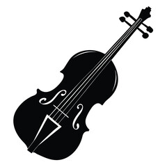 Obraz premium Violin Silhouette White Background