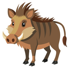 Warthog Vector Earthy Brown And Beige Tusks White Background