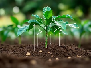 Coffee Plant Growth Representation with Data Visualization Elements