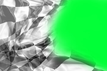 Checkered flag on green