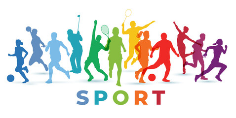 Sports colorful silhouettes