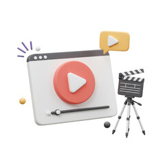 3D Playback Animation with Clapperboard against Transparent Background