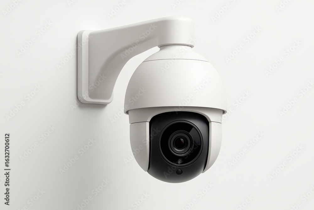 Poster high-tech surveillance camera mounted on a wall with sleek design capturing seamless security soluti