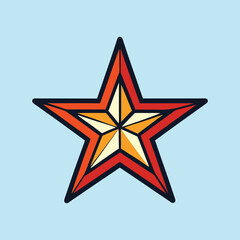 Stylized five pointed star with orange and yellow fills and dark outline