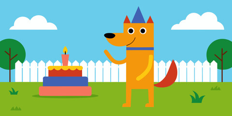 cartoon dog backyard birthday party cake