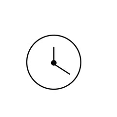 White wall clock with black numbers and arrows, with hour, minute, and second hands, isolated on a white background