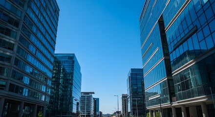 Blue-Toned Corporate Glass Towers Perfect for B2B websites or modern corporate portfolios