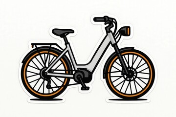 Fototapeta premium Stylishly designed electric bicycle showcasing a modern aesthetic with sleek contours and striking orange accents emphasizing innovative transportation solutions and eco-friendly commuting
