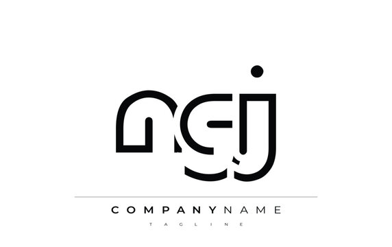 NGJ abstract letter design. Modern Business Logo Design With Abstract Typography and Contemporary Style