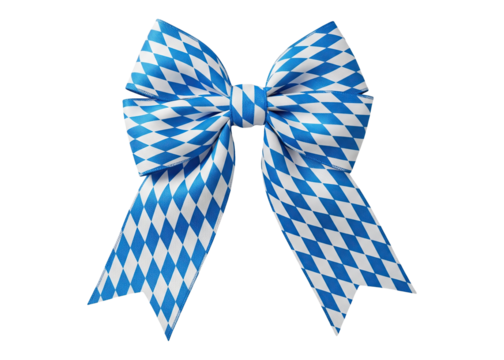 Oktoberfest bow with the traditional Bavarian blue and white diamond flag pattern