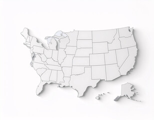 Fototapeta premium United States of America map with country borders and state outlines in a colorful 3D vector illustration