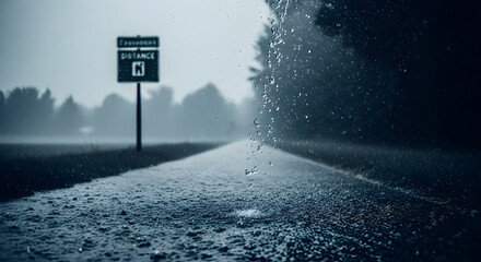 Atmospheric View Of A Wet Road On A Rainy Day Landscape