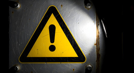Cautionary Symbol On Metallic Background Depicting An Important Warning Hazard