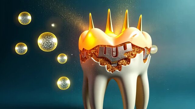 Dental pain, tooth decay, cavity repair. Oral health. Enamel erosion causes sensitivity. Root exposure leads to discomfort. Gingival swelling supports infection risk.