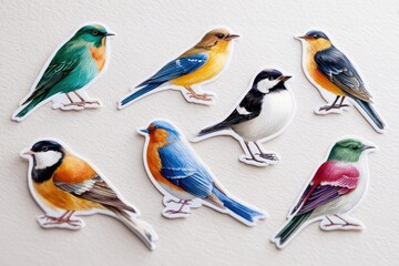 set of colorful birds