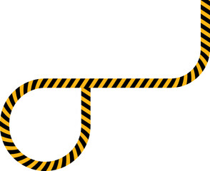 One loop and an opposite smoth and rounded corner path yellow and black diagonal line traffic sign