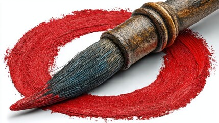 Paint Brush Red Circle Mark on Transparent Background with Red Scribble Highlight