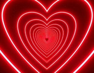 Red heart tunnel with neon lines