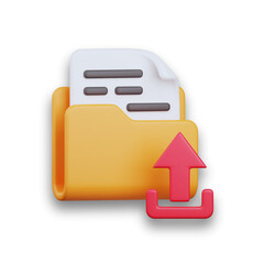 3D render upload folder icon isolated on white &ndash; file transfer and data sync concept