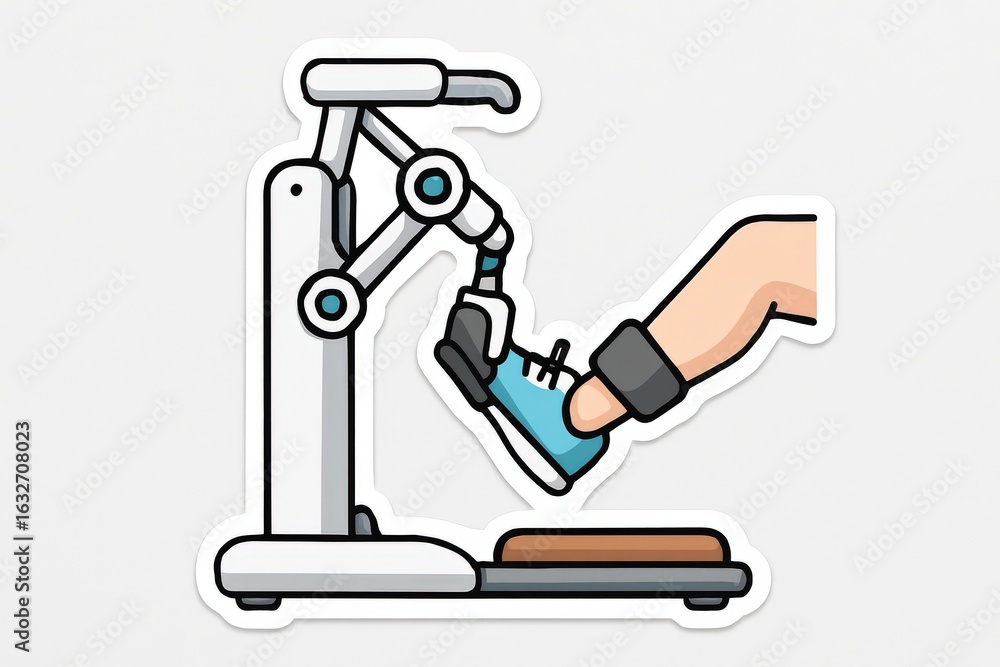 Poster modern fitness equipment showcasing a foot elegantly positioned on a stylish step machine emphasizin