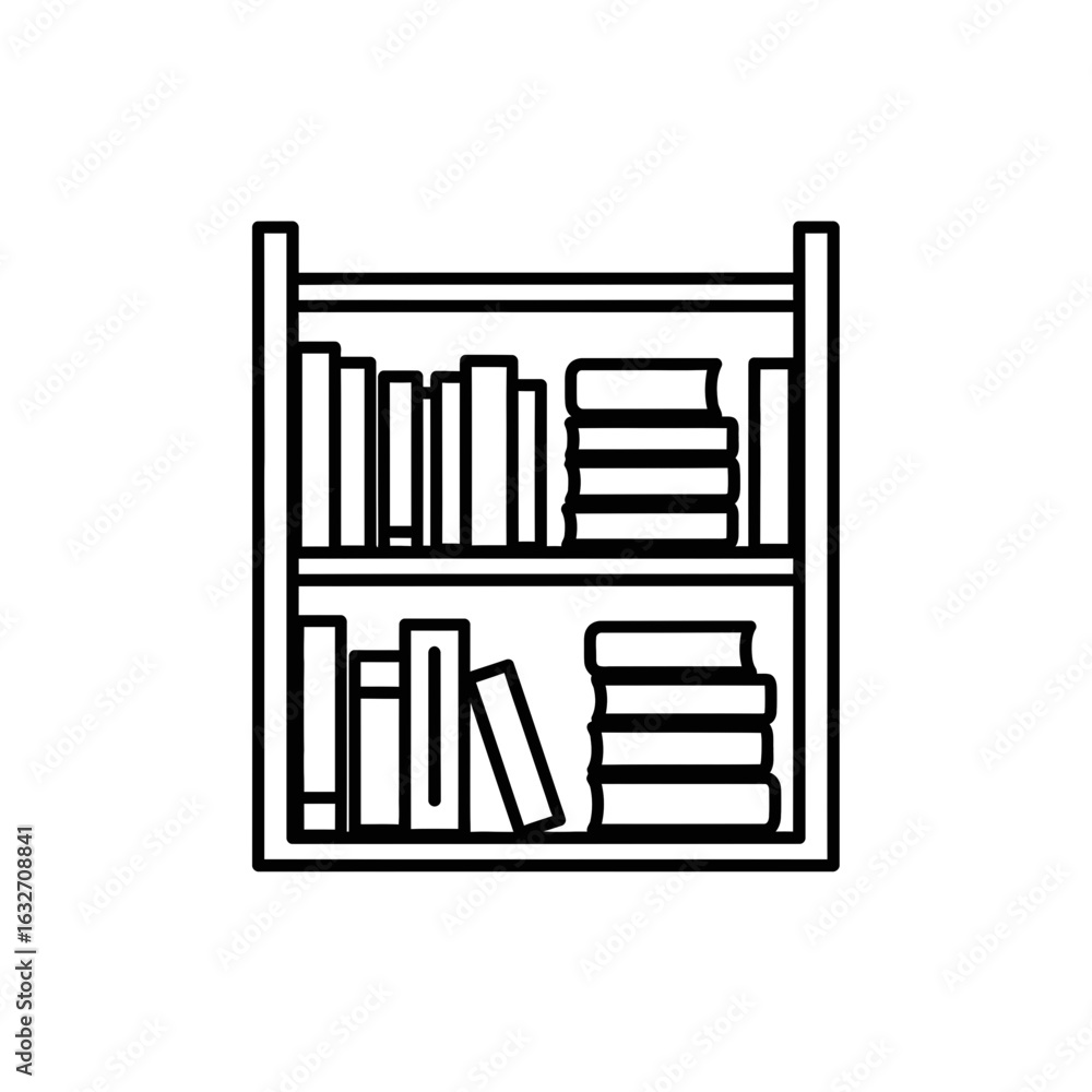 Poster vector icon bookshelf filled with various books